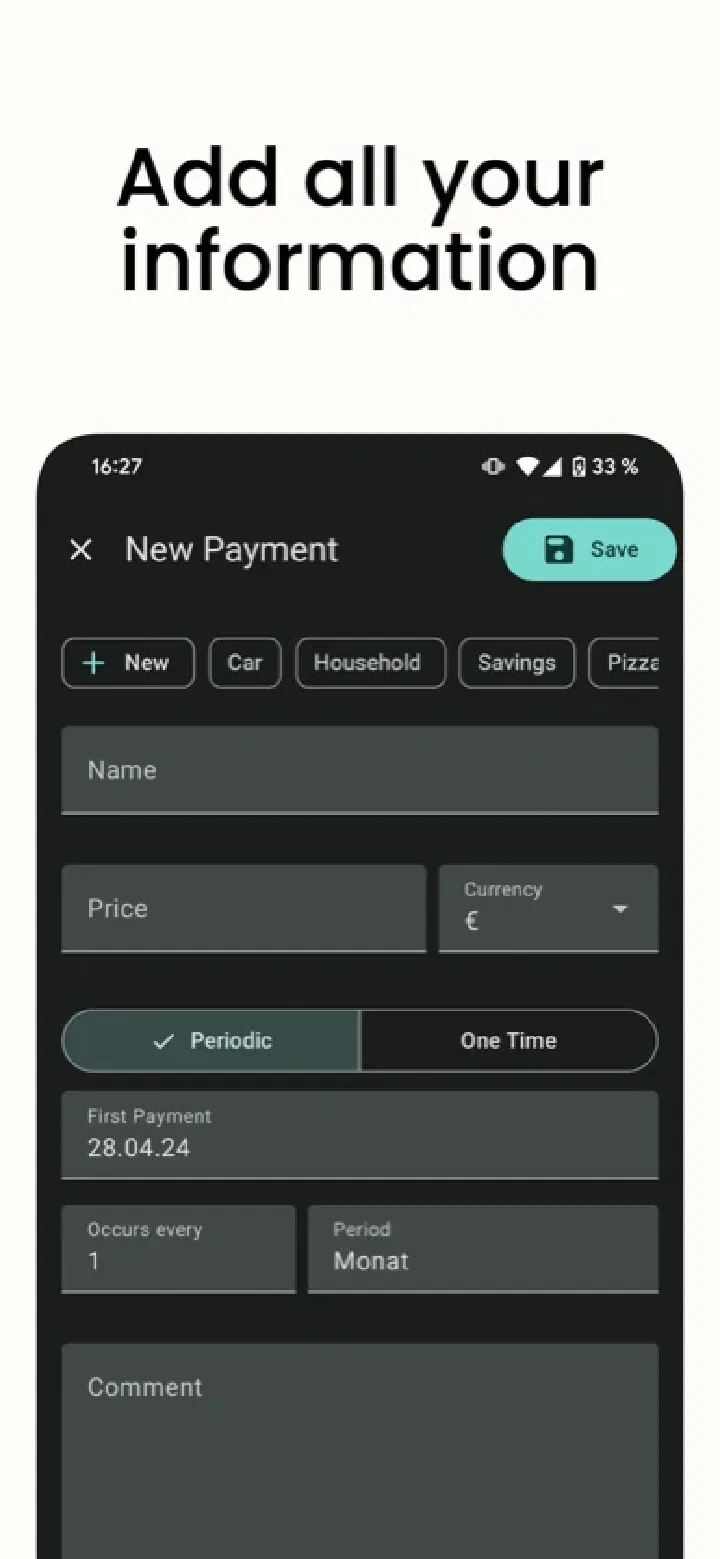 new payment